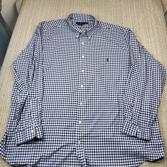 Ralph Lauren Other - Ralph Lauren Shirt Mens 4XB Blue Check Long Sleeve Button Down Pony Logo Casual